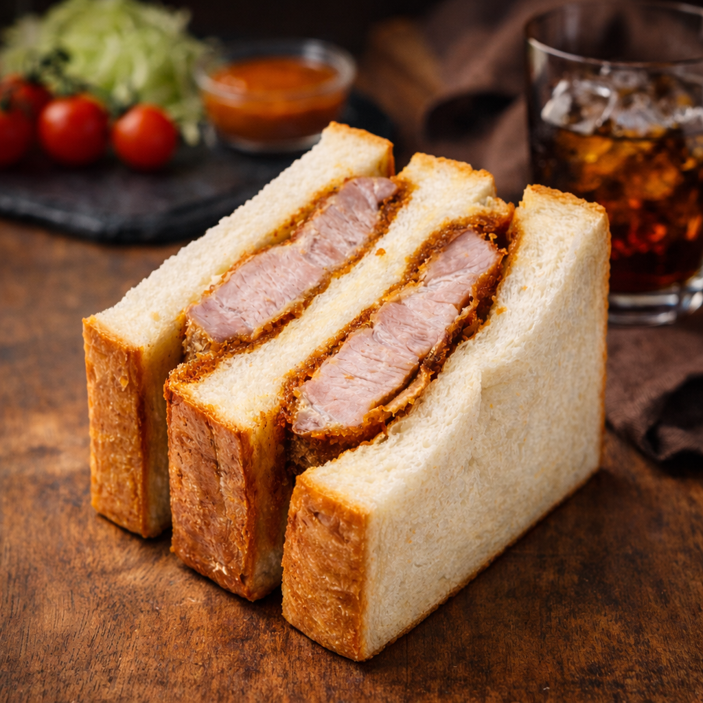 カツサンド、カツカレー、コーヒー、ノンアルコールレモンサワー