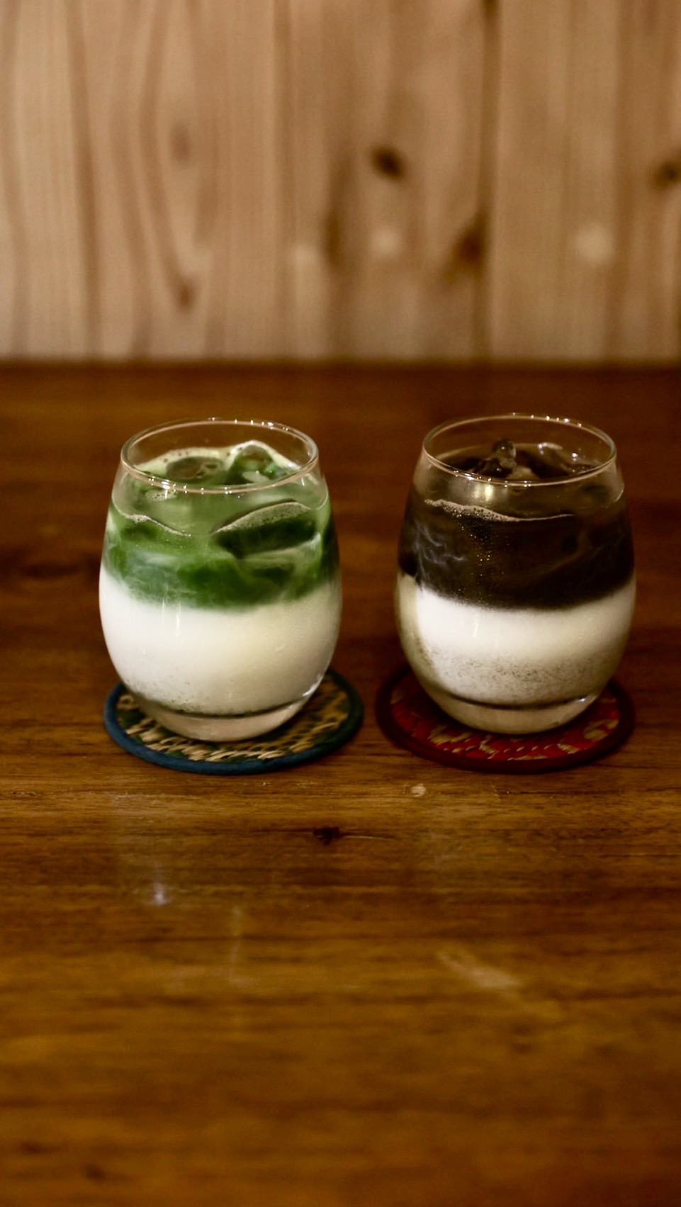 抹茶ラテ、ほうじ茶ラテ